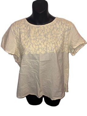 Taleen Light Yellow Embroidered Short Sleeve open back Women's Top NWT size XL